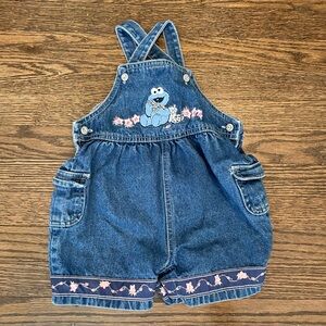 Sesame Street Cookie Monster toddler girls overalls size 18 months